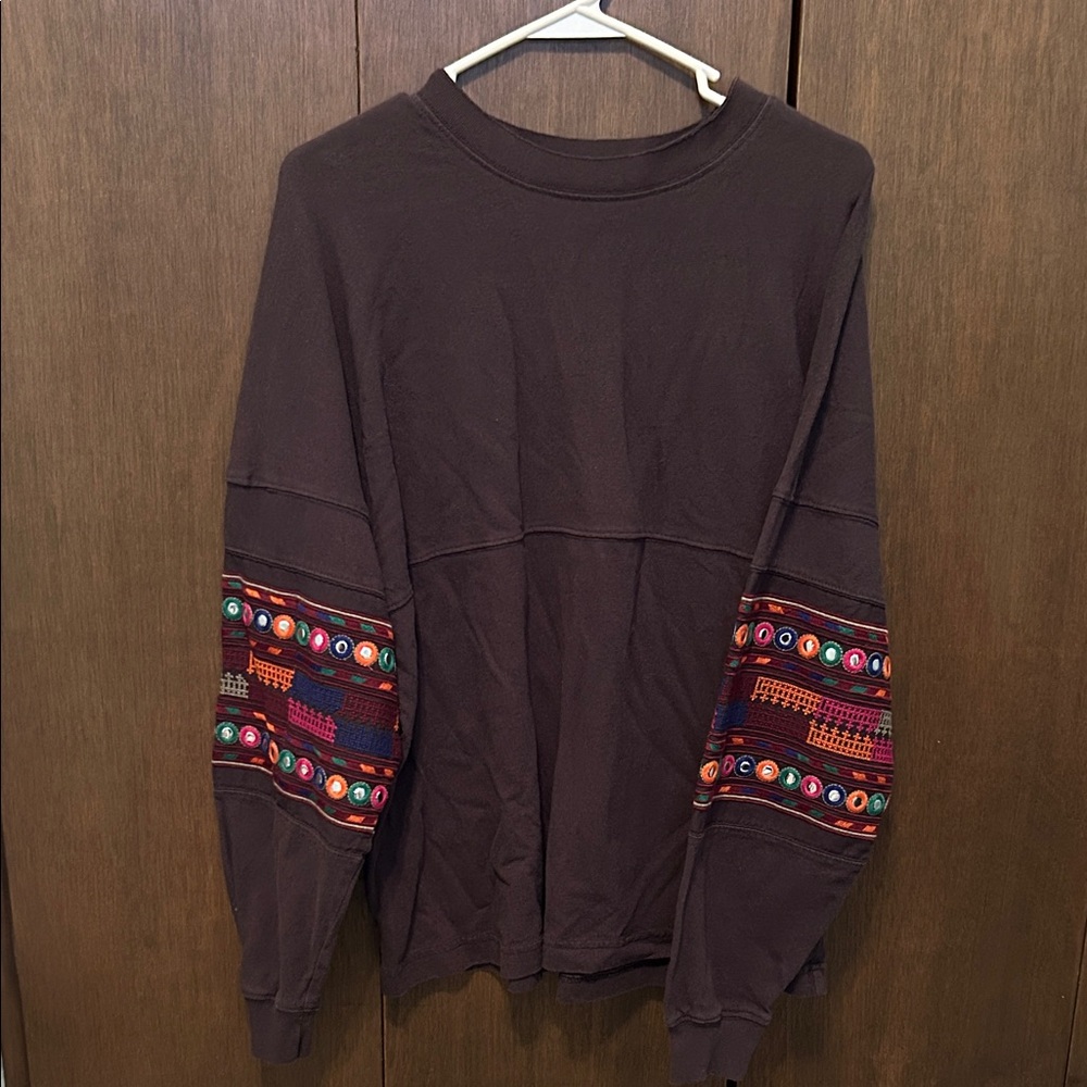 Urban Outfitters oversized long-sleeve shirt with embroidered sleeves